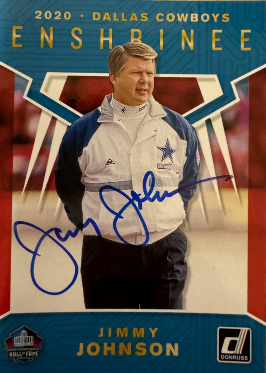 (Autographed) Jimmy Johnson Hall of Fame Enshrinement Card